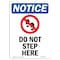 Signmission OSHA Notice, 7" Height, Do Not Step Here Sign With Symbol, 7" X 5", Portrait OS-NS-D-57-V-11378 - alternate 1
